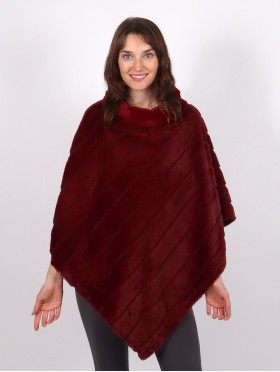 Soft Faux Fur Poncho W/ Diagonal Pattern 